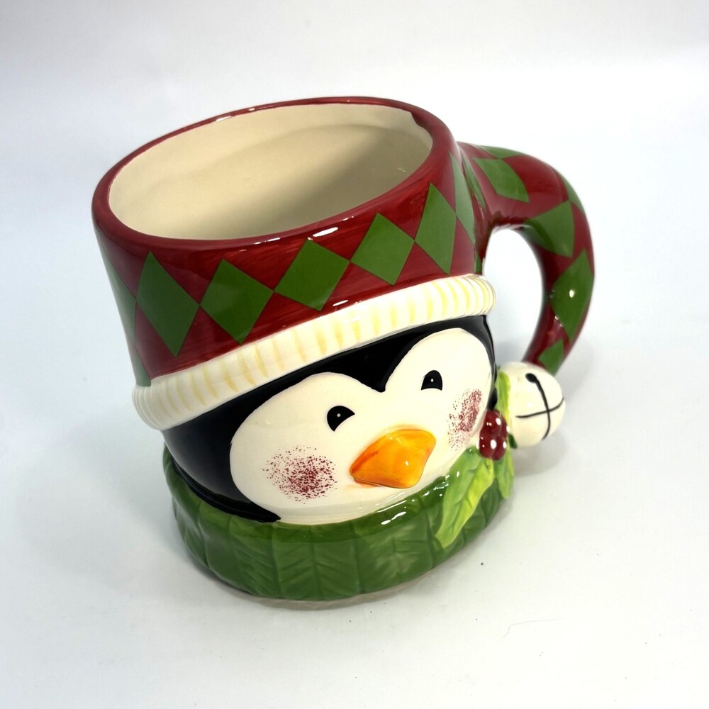 Ceramic Christmas Mug Penguin Design Holiday Design